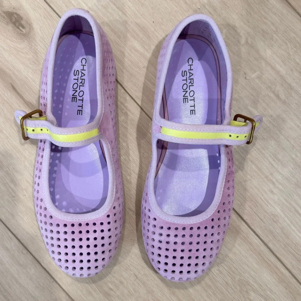 CS Raleigh suede flats Lilac Perf 7 ballet ballerina lime green mesh flats trend - Picture 5 of 11